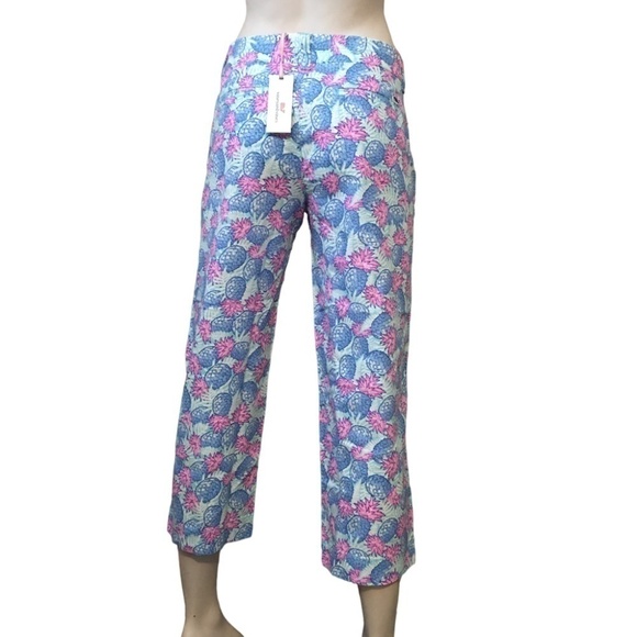 VINEYARD Vines Pineapple Catamaran Capri Pants Cropped Linen Cotton Blend - Picture 4 of 12